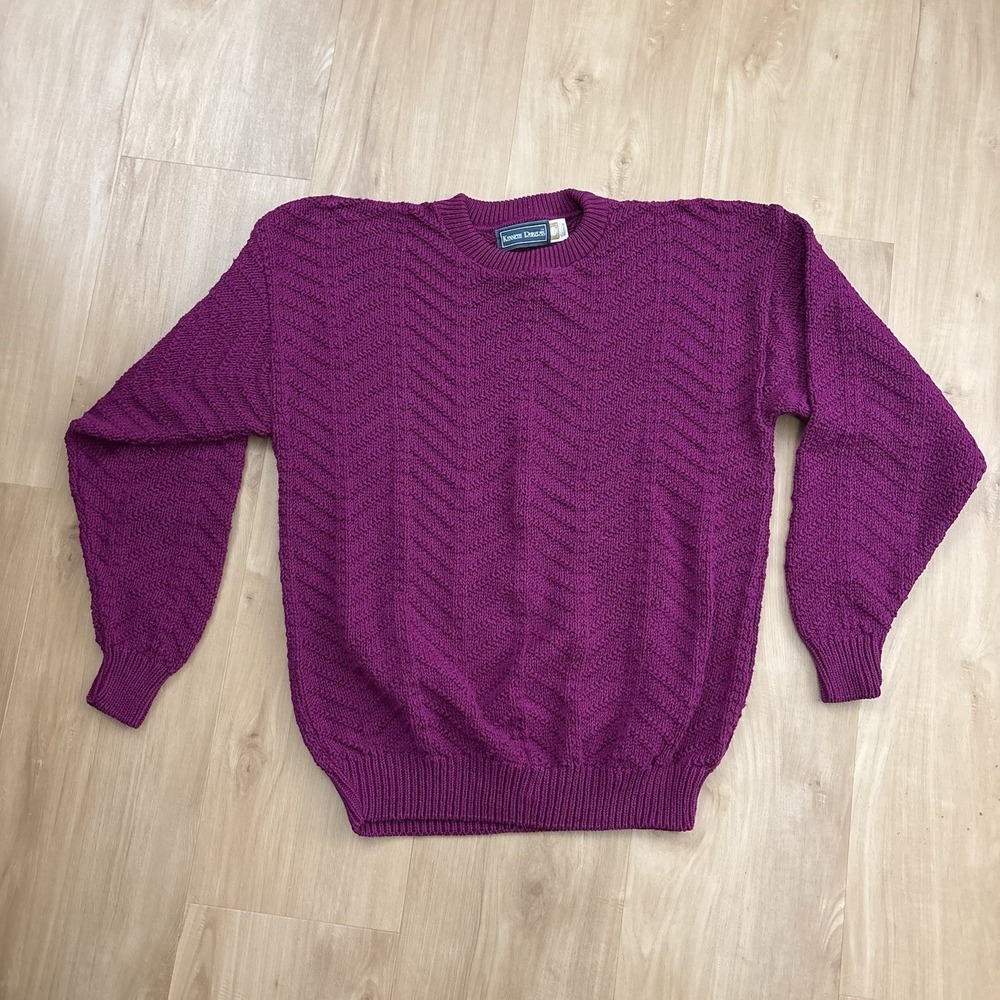 Vintage Kenneth Robert's Men's Sweater Fuchsia Knitted Grandpa Sweater Size M